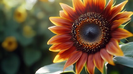 Naklejka premium Close-up of a vibrant sunflower with detailed petals and seeds
