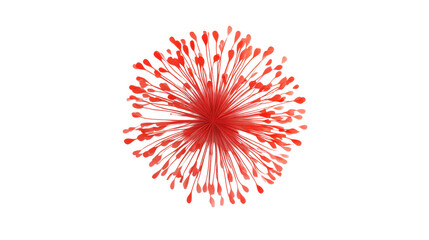 Red particles exploding from center on transparent background