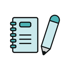 Fototapeta premium Binder and pencil set stationery icon represents organization and creativity, perfect for office supplies, school materials, and workspace illustrations.