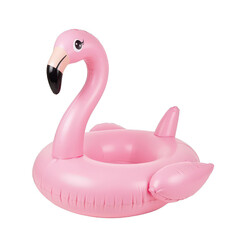 Inflatable flamingo pool float, vibrant pink inflatable for summer fun, perfect for beach days and relaxation by the water. Isolated on white background or PNG