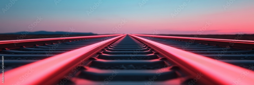 Aufkleber Futuristic Urban Architecture Converging Railway Tracks in Motion - Efficient Infrastructure Design for Modern Transportation and Smart City Logistics Connectivity