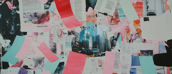 Minimalistic mixed media collage highlighting economic themes and financial imagery