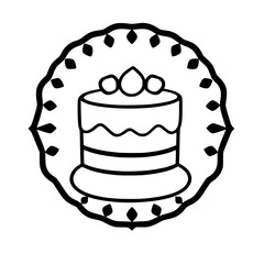 A delightful image of a layered cake, adorned with frosting and berries, presented within an ornate frame. Perfect for bakeries, dessert shops, and celebratory occasions.