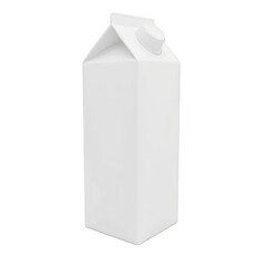 Minimalist milk carton, simple white design, versatile for dairy-related themes or recipes, ideal for clean aesthetic. Isolated on white background or PNG