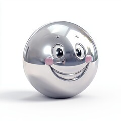 Fototapeta premium Smiling Mercury character with a metallic shine and bright happy eyes, isolated on a clean white background