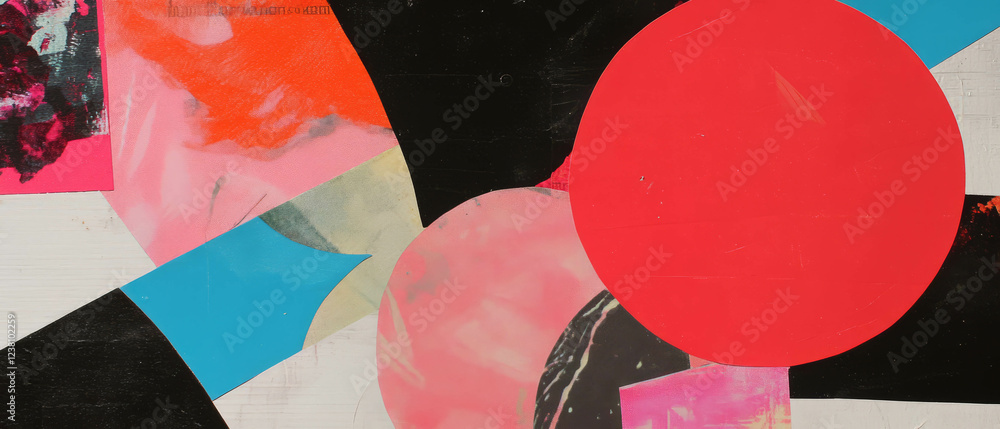 Poster Minimalistic abstract collage featuring intersecting lines and mixed media textures