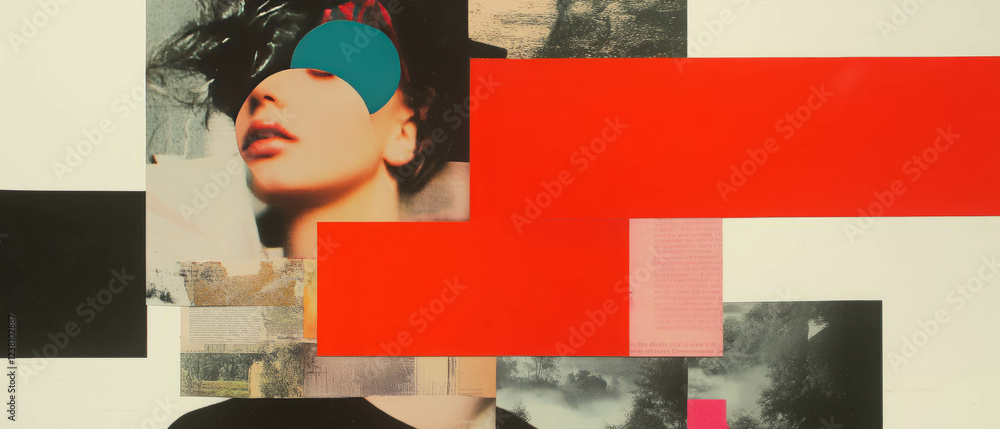 Poster Monochromatic shapes create dynamic visual contrast in minimalistic collage art