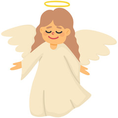 Hand drawn cartoon illustration of a female angel 