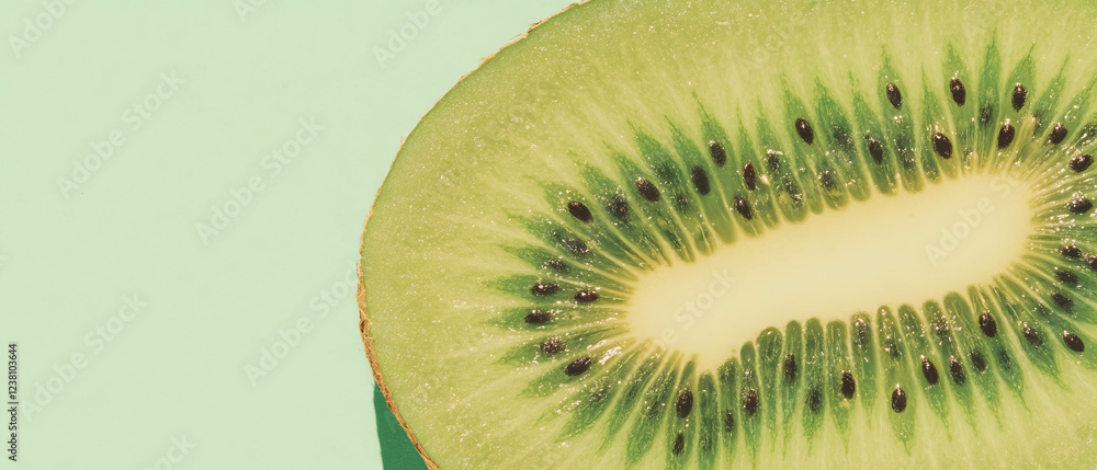 Poster minimalistic scrapbook artwork featuring a slice of kiwi against a clean backdrop