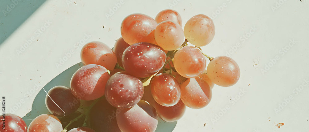 Poster crafted artwork displays a cluster of grapes with subtle textures and a gentle thread detail