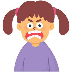 Hand drawn angry girl cartoon illustration 