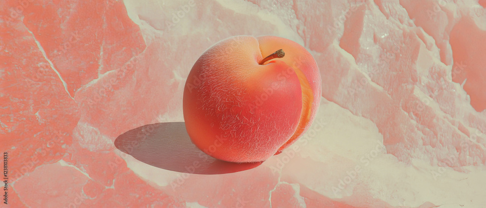 Poster Minimalistic composition featuring a delicate peach with a textured background