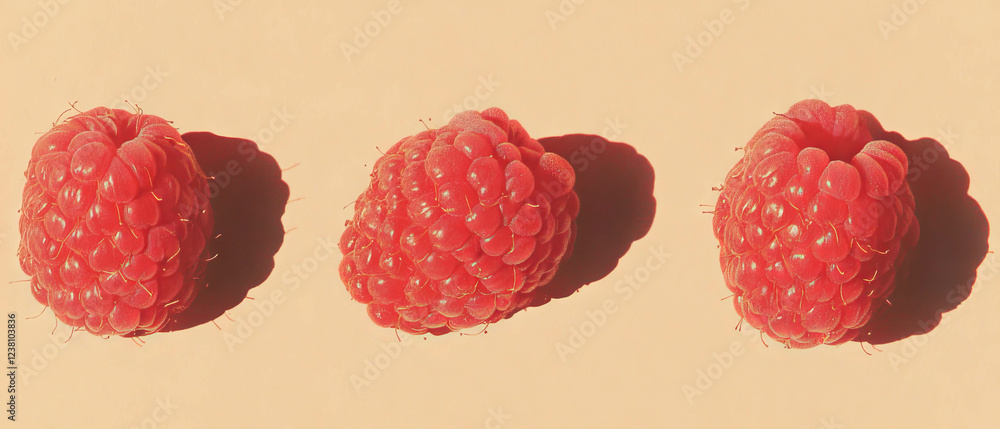Poster Minimalistic arrangement of raspberries on a subtle textured background