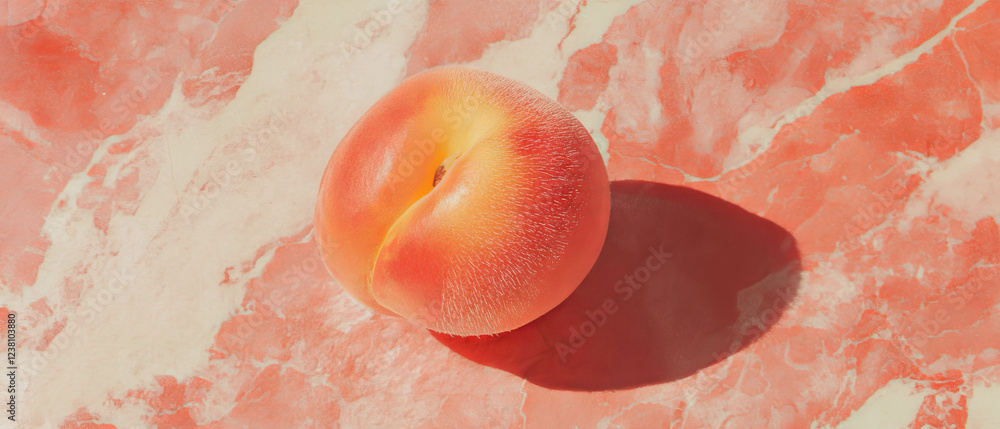 Poster minimalistic scrapbook-style artwork featuring a peach with subtle paper textures