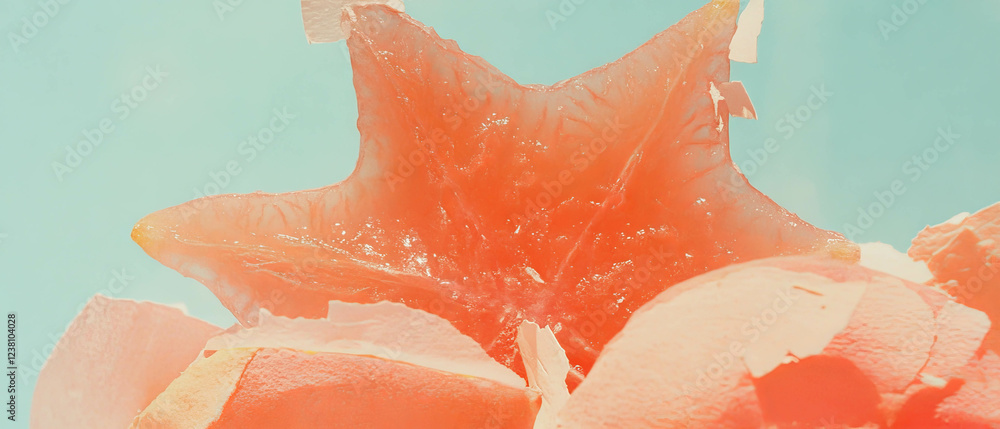Poster minimalistic scrapbook-style artwork featuring a slice of starfruit with light textures