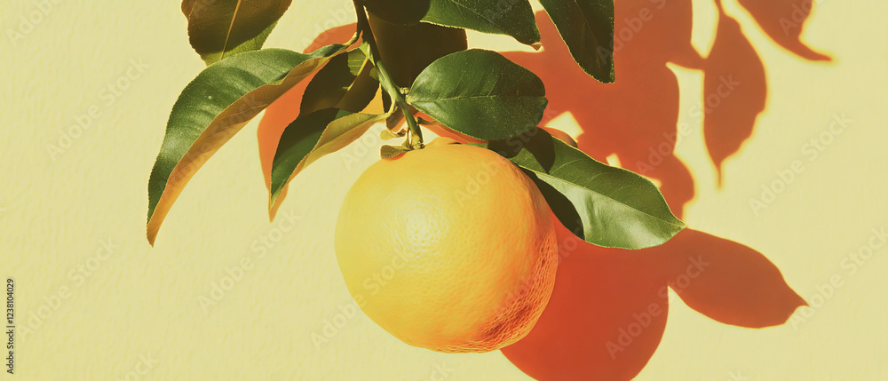 Poster quince in minimalist scrapbook style with textured background and soft shadows