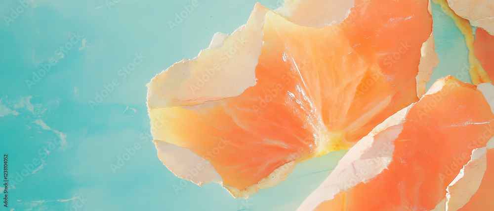Poster minimalist scrapbook design with vibrant starfruit slice and delicate paper textures