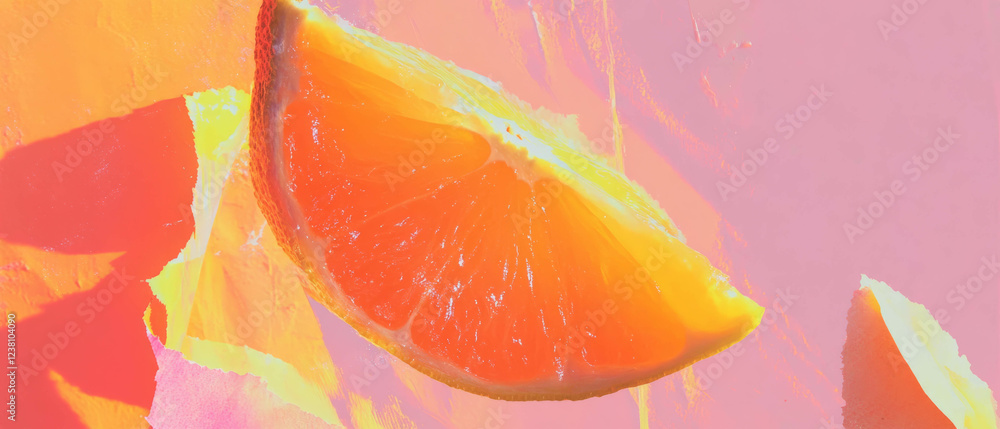 Aufkleber Minimalistic starfruit slice on textured paper backdrop in a delicate composition