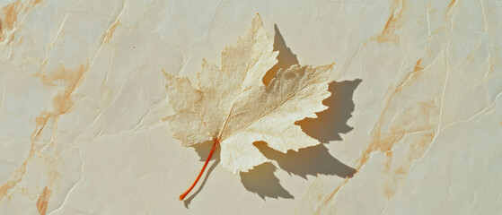 Minimalistic scrapbook composition featuring a delicate embossed grape leaf on a textured background