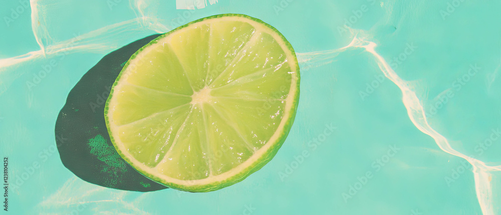 Aufkleber minimalistic scrapbook-style art featuring a slice of lime with a watercolor effect