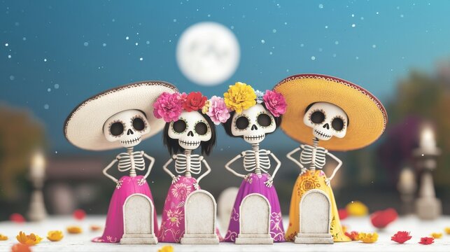 Vibrant catrinas celebration a colorful festive illustration