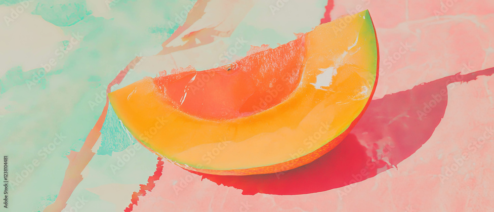 Aufkleber minimalistic scrapbook-style composition featuring a delicate slice of mango