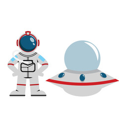 Cute Astronaut driving UFO