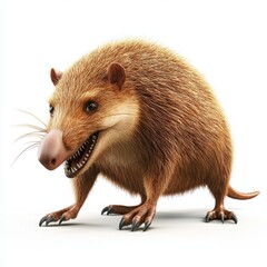Fototapeta premium Solenodon, an ancient insect-eating mammal with a long snout, centered on a clean white background