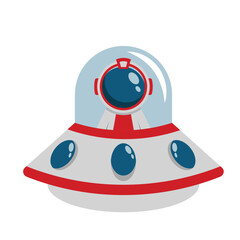 Cute Astronaut driving UFO