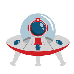 Cute Astronaut driving UFO