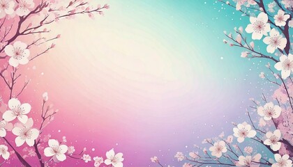 ピンクと水色の桜の花の背景フレーム