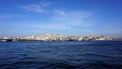 Naklejka premium Eminönü beach and city lines ferry in Fatih District of Istanbul