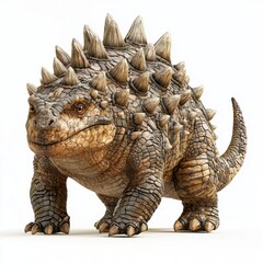 Obraz premium Spiky Ankylosaurus with an armored tail, isolated on a clean white background