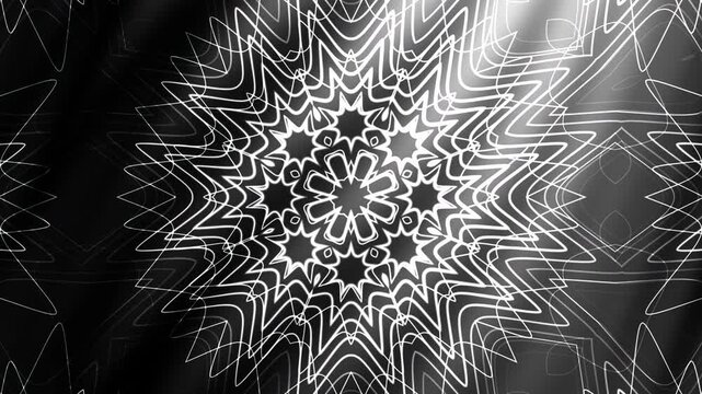 Black and white swirling lines create intricate star patterns ideal for backgrounds, digital art projects, or celestial themed designs.