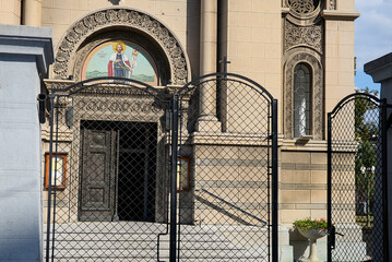 September 14, 2019 - Belgrade, Serbia. Exterior of the Serbian Orthodox Church of St. Alexander...