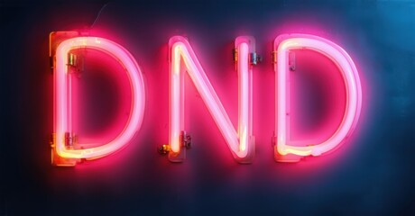 Glowing neon letters spelling DND Do Not Disturb shining in red with a bright high-contrast effect set against a dark background creating a bold and striking ambiance