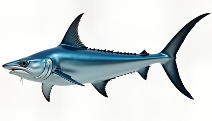 Obraz premium Isolated blue swordfish aquatic animal. Predator fish in pacific ocean. High quality illustration for food industry, fishing, nature themes. Suitable for various purposes including fishing,