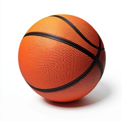 Fototapeta premium Standard official-size basketball with natural grip lines, placed on a bright white background