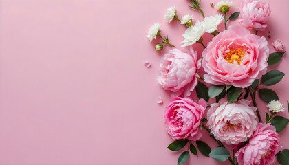 A vibrant display of pink flowers arranged on a matching pink background, ideal for celebrating Mother's Day