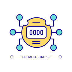 Smart power meter RGB color icon. Energy consumption monitoring, tracking. Technology, control. Numbers, digits. Isolated vector illustration. Simple filled line drawing. Editable stroke