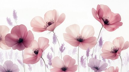 Elegant pink flowers with soft petals in a gentle pastel backdrop