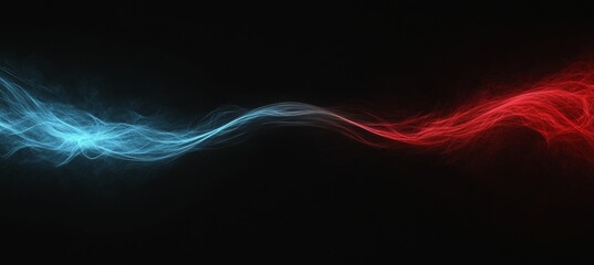 Fototapeta premium Entwined Waves Abstract Flowing Lines with Blue and Red Gradient on Black Background