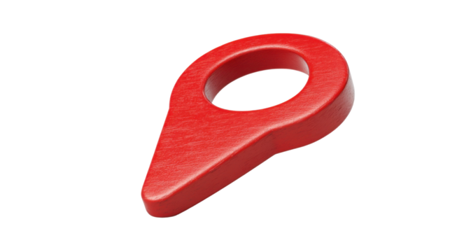 Red location pin icon floating on transparent background