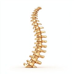 stylized human spine in golden hues, symbolizing strength and health, isolated on a clean white background