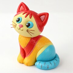 Clay Kitten on a white background