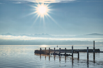 Obraz premium Reflets Flottants dans l’Aube Hivernale