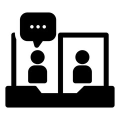 Simple Virtual Meeting Glyph Icon – Minimalist Communication Symbols