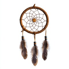 Artistic Dreamcatcher: A Bohemian-style dreamcatcher with feathers, showcasing natural materials and earthy tones, perfect for home decor.