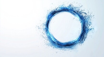 Abstract blue water splash forming a circle.