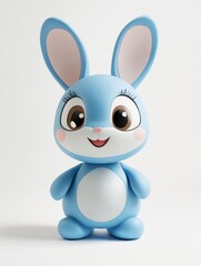 Obraz premium 3D rendering of cartoon Easter blue bunny isolated on white background